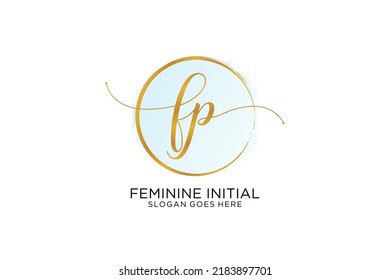 FP handwriting logo with circle template vector signature, wedding, fashion, floral and botanical with creative template.