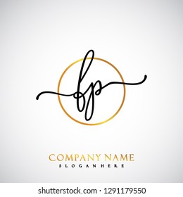 FP Initial Handwriting logo template vector