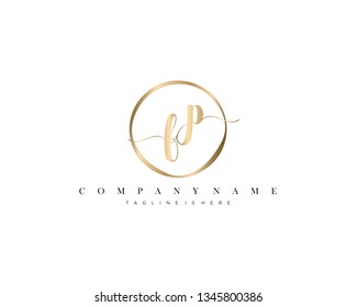 FP initial handwriting logo template vector