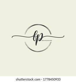 FP Initial handwriting logo vector