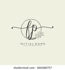 FP Initial handwriting logo vector
