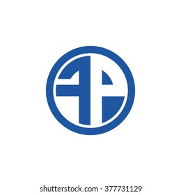 FP initial letters circle business logo blue