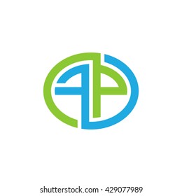 FP initial letters looping linked ellipse logo blue green