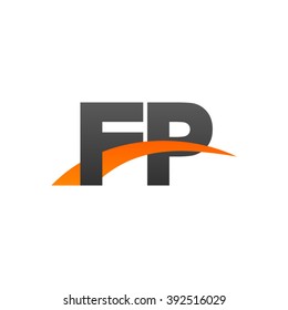 FP initial overlapping swoosh letter logo black orange