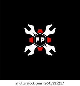 FP Initials Vektor Stok Otomotif Logo Design