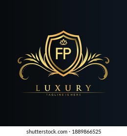 FP Letter Initial with Royal Template.elegant with crown logo vector, Creative Lettering Logo Vector Illustration.