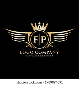 FP Letter Initial with Royal Wing Logo Template.
