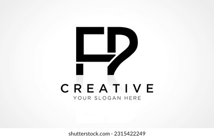FP Letter Logo Design Vector Template. Alphabet Initial Letter FP Logo Design With Glossy Reflection Business Illustration.