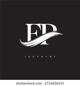 Logotipo del monograma de la letra de FP con la carrera del cepillo para la identidad moderna de la marca