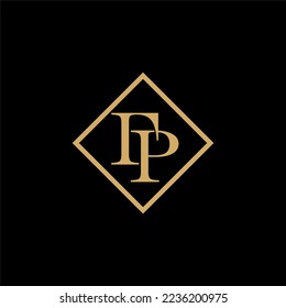 FP letter Squared luxury clasic vintage logo vector image