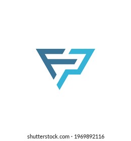 FP Letter with Triangle Form Logo Design Vector