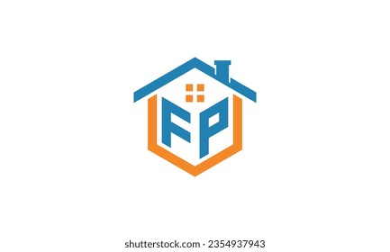 FP lettering Real Estate Investments company logo, FP abstract icon, White background orange and blue lettering, this is fully editable and resizable vector letter.