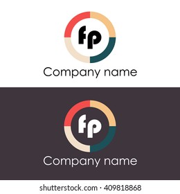 FP letters business logo icon design template. Vector with four colors circle