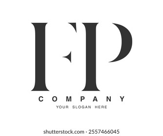 FP logo design. Initial letter f and p serif font style. Creative classic company name typography. Trendy logotype or identity. Vector illustration.