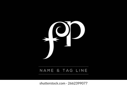 FP logo design. A sophisticated, minimalistic logo design featuring golden stylized typography, perfect for branding concepts emphasizing luxury, professionalism, and contemporary aesthetics.