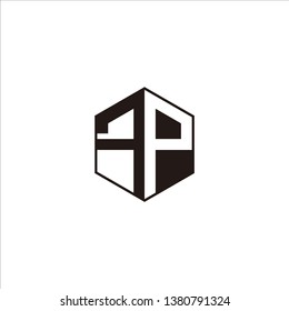 FP Logo Initial Monogram Negative Space Designs Modern Templete with Black color and White Background