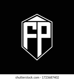 FP logo monogram with emblem shape combination tringle on top design template