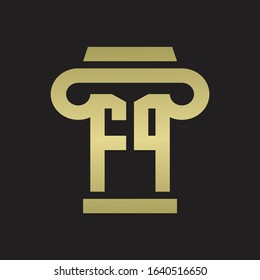 FP Logo monogram with pillar style design template with gold colors