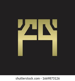 FP Logo with squere shape design template with gold colors