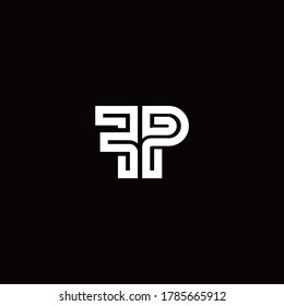 Logo de monograma FP con plantilla de diseño de línea abstracta