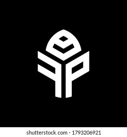 Logo de monograma FP con forma de ciprés plantilla de diseño de estilo de lujo