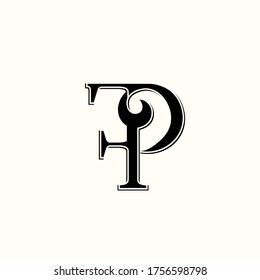 FP Monogram Logo.Typografische Ikone mit dekorativem Buchstaben f und Buchstaben p.Lettering Icon.Alphabet Initialen einzeln auf hellem Fond.Elegante Zeichenzeichen für die Firmenmarke.