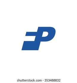 FP negative space letter logo blue