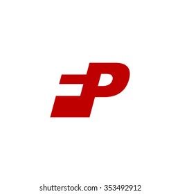 FP negative space letter logo red