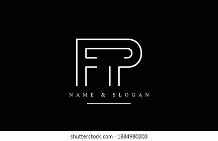 FP PF abstract vector logo monogram template