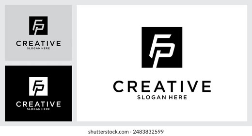 FP or PF initial letter logo design vector template