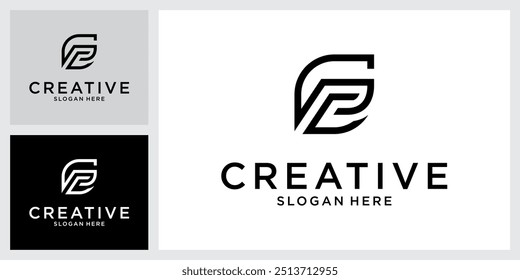 PLANTILLA de Vector de diseño de logotipo de letra inicial FP o PF