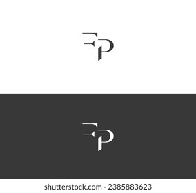 FP, PF letter logo design template elements. Modern abstract digital alphabet letter logo.