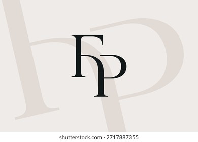 Diseño de icono de logotipo de letra FP o PF. Monograma de las iniciales de lujo de estilo clásico.
