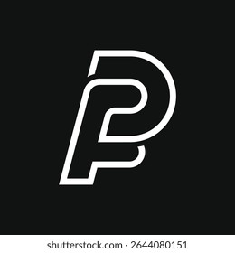 Fp- oder Pf-Logo mit minimaler abstrakter Typografie, ideal für die Verwendung in der Finanzwelt, als Marke oder auf dem Aktienmarkt.