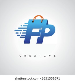 FP Shopping Monogram – Fast Delivery E-commerce Logo with Bag Icon and Digital Branding for Online Store, Retail and Logistic Identity
