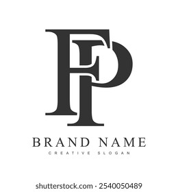 FP trendy logotype template. Initial letter f and p classic font style. Creative logo for company name or identity. Vector illustration.