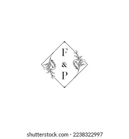 Cartas iniciales del logo de la boda FP en un diseño profesional de alta calidad que se imprimirá bien en cualquier medio impreso