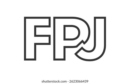 FPJ logo design template with strong and modern bold text. Initial based vector logotype featuring simple and minimal typography. Trendy company identity ideal for businesses brand presence.