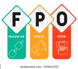 FPO - follow on public offer. acronym business concept. vector illustration concept with keywords and icons. lettering illustration with icons for web banner, flyer, landing page