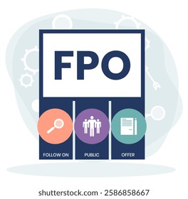 FPO - follow on public offer. acronym business concept. vector illustration concept with keywords and icons. lettering illustration with icons for web banner, flyer, landing page