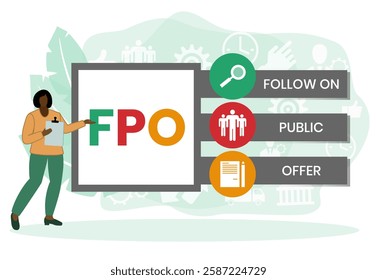 FPO - follow on public offer. acronym business concept. vector illustration concept with keywords and icons. lettering illustration with icons for web banner, flyer, landing page