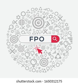 FPO mean (follow on public offer) Word written in search bar,Vector illustration.