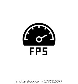 FPS Indicator icon in black flat glyph, filled style isolated on white background