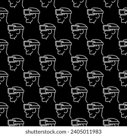 FPV Drone Goggles vector concept outline seamless pattern
