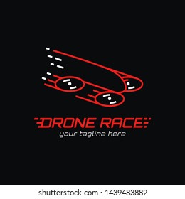 FPV drone racing logo, quadcopter drone race tournament, community, club, championship logo icon symbol monoline line art style vector design