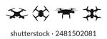Fpv drone vector silhouette icons. Quadrocopter air drones icon set.