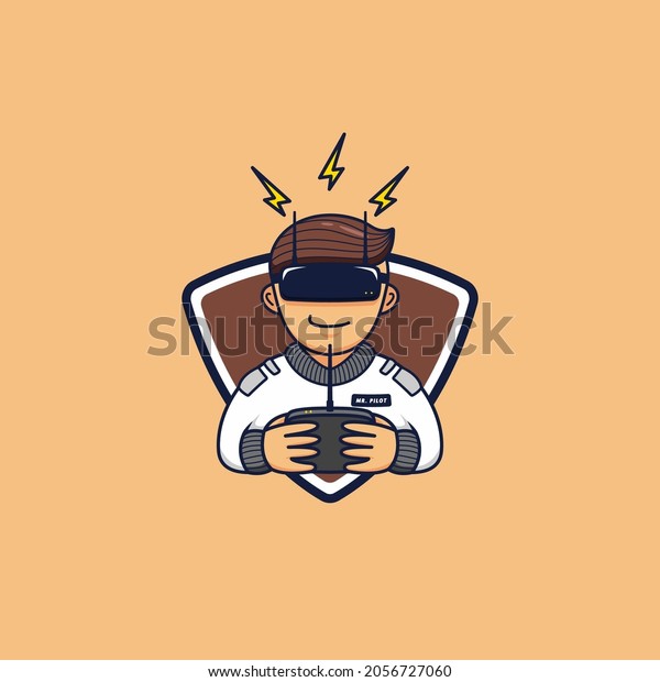 Fpv racing Drone pilot hobby logo mascot
cartoon icon character