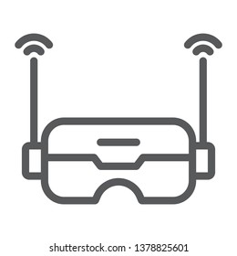 FPV technology line icon, innovation and virtual, fpv glasses sign, vector graphics, a linear pattern on a white background, eps 10.