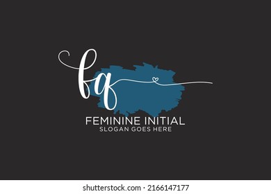 FQ beauty monogram and elegant logo design handwriting logo of initial signature, wedding, fashion, floral and botanical with creative template.