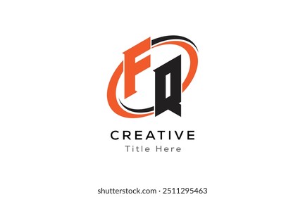 FQ creative letter logo with circle area. Initial letter FQ linked circle uppercase monogram logo. FQ initial letter logo vector design.